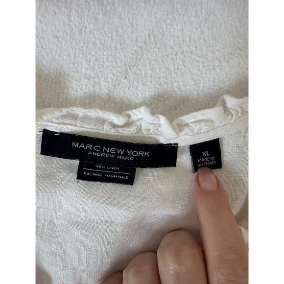 Marc New York Women’s Blouse White V-Neck Flutter Sleeve Top Size X Large Causal - Picture 2 of 4